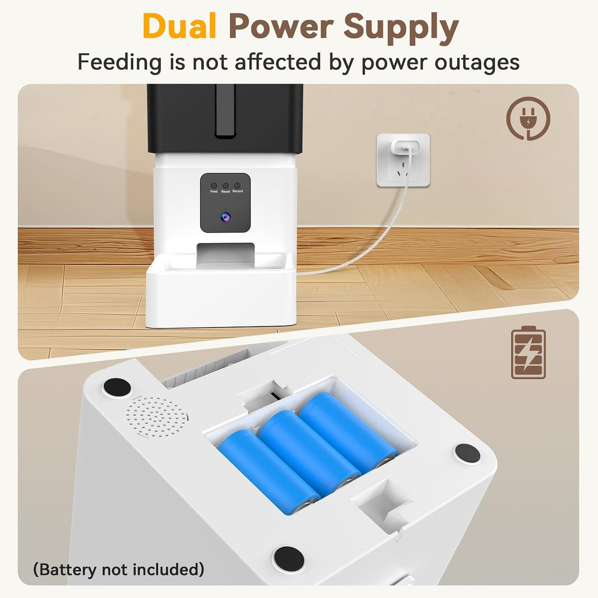 Automatic Dog Feeder with Camera: 8L/33 Cups 5G Wifi | Timed Food Dispenser for Medium Dogs, 1080P HD Night Vision, Video Recording, 2-Way Audio, APP Control