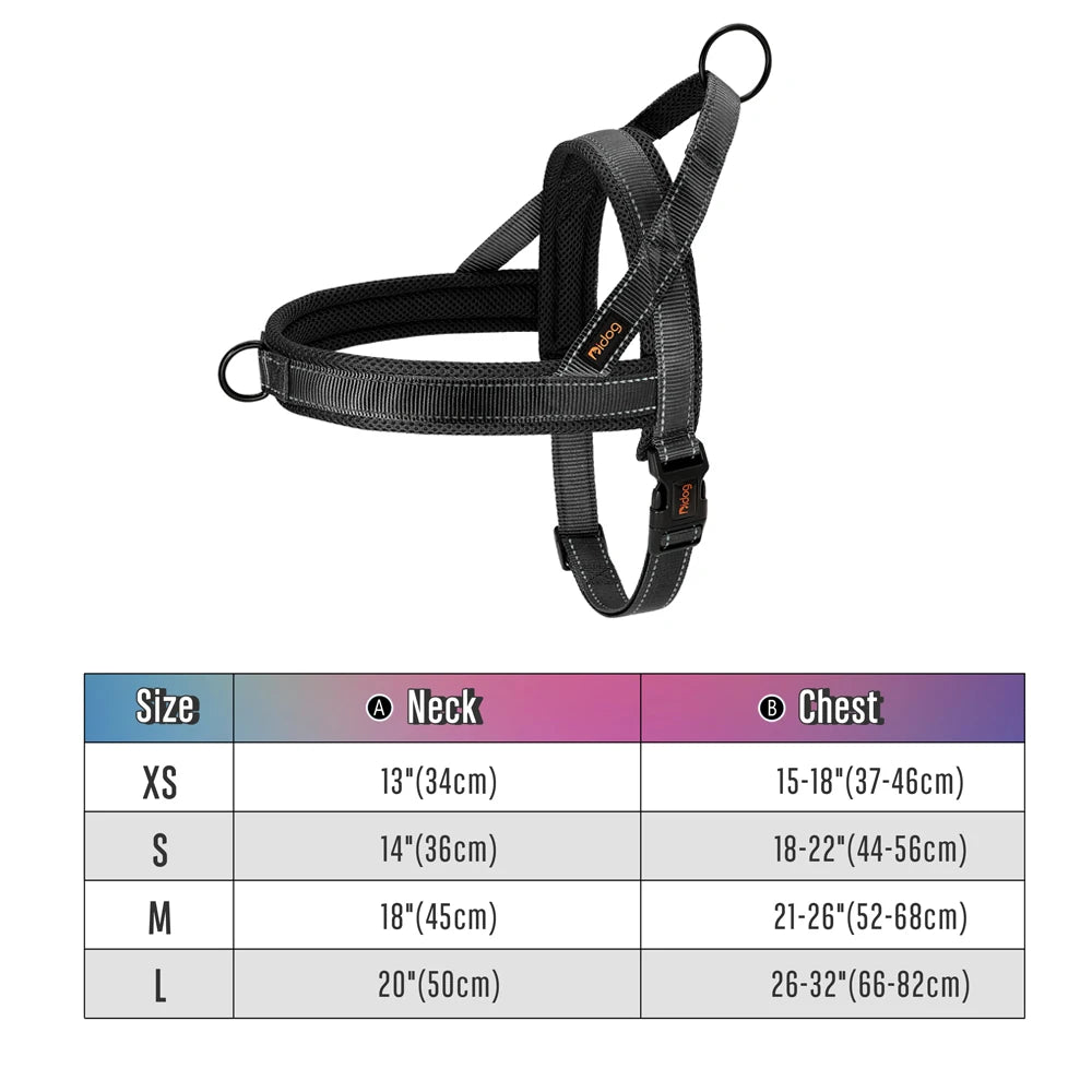 Nylon Dog Harness No Pull Dog Harnesses Vest Soft Padded Pet Walking Vests Harnesses Durable for Small Medium Large Dogs Pug