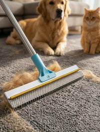 Two-Face Floor Rake — Carpet Turbo Side + Silicone Sweep
